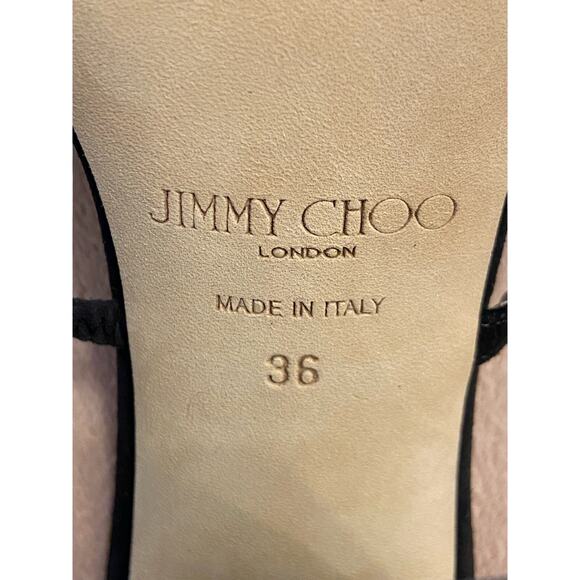 Jimmy Choo Amara 85 Faux Beads Pearl Embellished Sandals Block Heel Suede Sz 36 - Picture 11 of 14